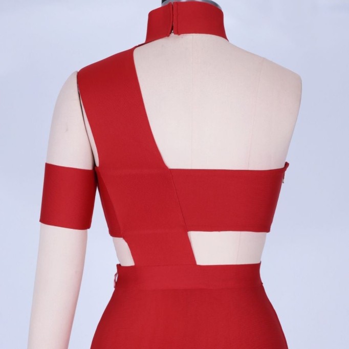 Halter Sleeveless Cut out Midi Bandage Dress SP015