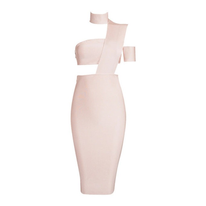 Halter Sleeveless Cut out Midi Bandage Dress SP015