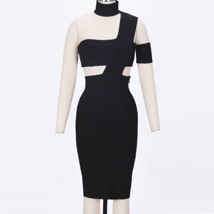 Halter Sleeveless Cut out Midi Bandage Dress SP015