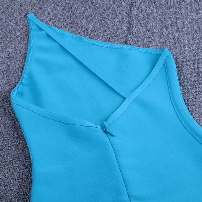 One Shoulder Sleeveless Asymmetrical Over Knee Bandage Dress PPHK054