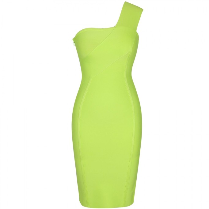 One Shoulder Asymmetrical Over Knee Bandage Dress PP40199