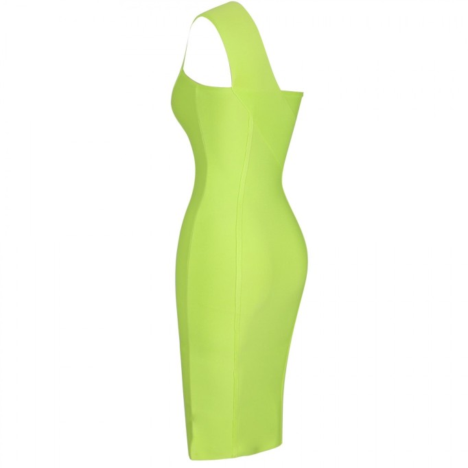 One Shoulder Asymmetrical Over Knee Bandage Dress PP40199