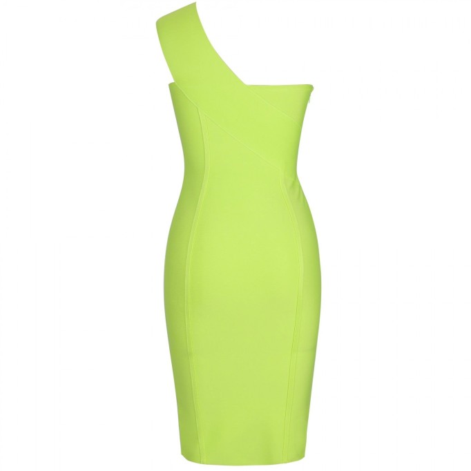 One Shoulder Asymmetrical Over Knee Bandage Dress PP40199