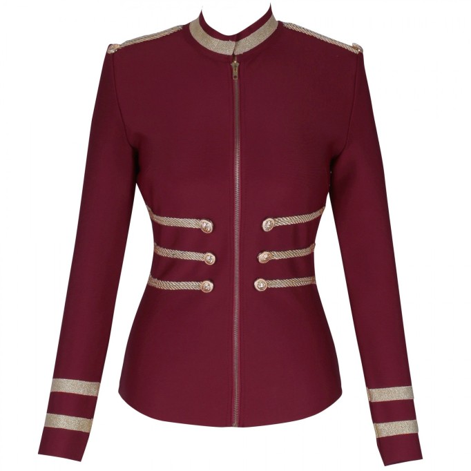 Round Neck Long Sleeve Metal Studded Bandage Jacket