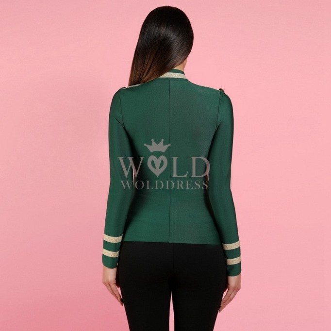 Round Neck Long Sleeve Metal Studded Bandage Jacket