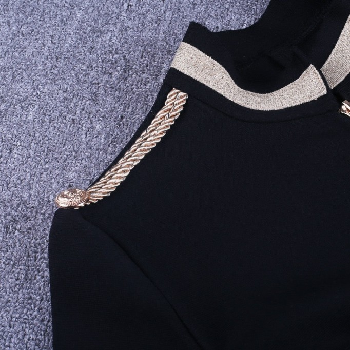 Round Neck Long Sleeve Metal Studded Bandage Jacket