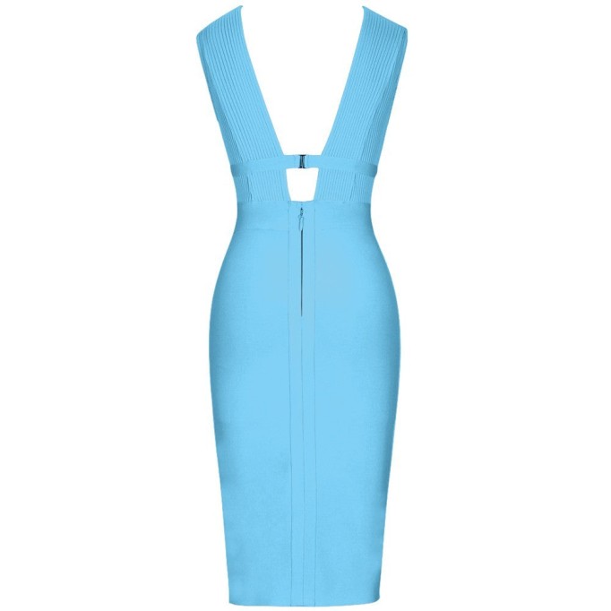 V Neck Sleeveless Fashion Bandage Dress PF19056