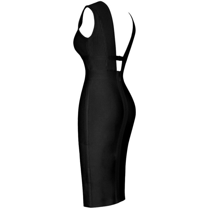 V Neck Sleeveless Fashion Bandage Dress PF19056