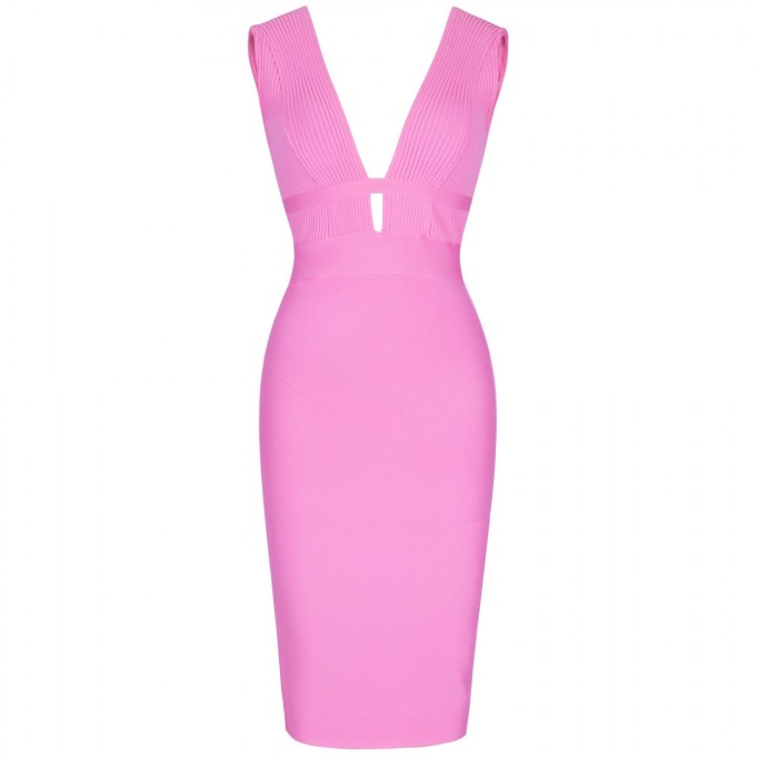 V Neck Sleeveless Fashion Bandage Dress PF19056