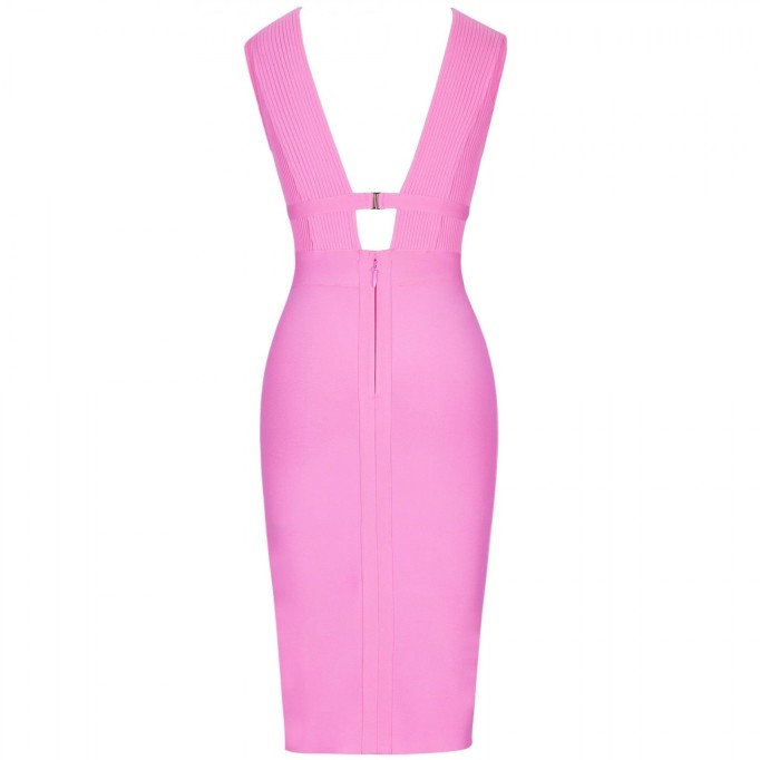 V Neck Sleeveless Fashion Bandage Dress PF19056