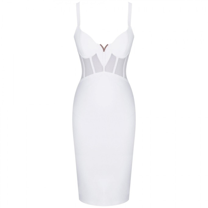 Strappy Sleeveless Mesh Midi Bandage Dress PF19006