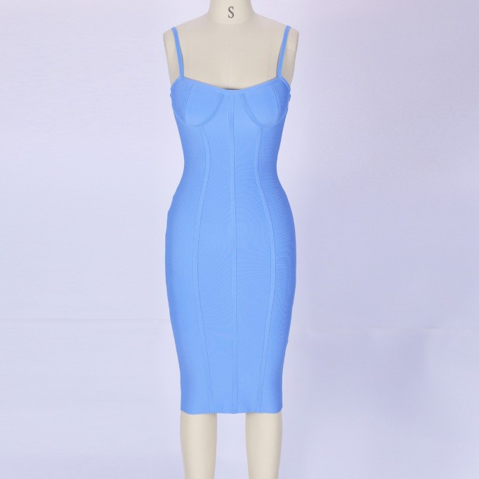 Strappy Sleeveless Striped Over Knee Bandage Dress PF0902