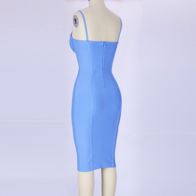 Strappy Sleeveless Striped Over Knee Bandage Dress PF0902