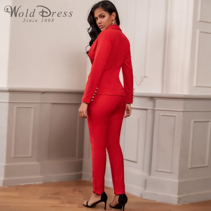 Perlina Red 2 Piece Bodycon Set