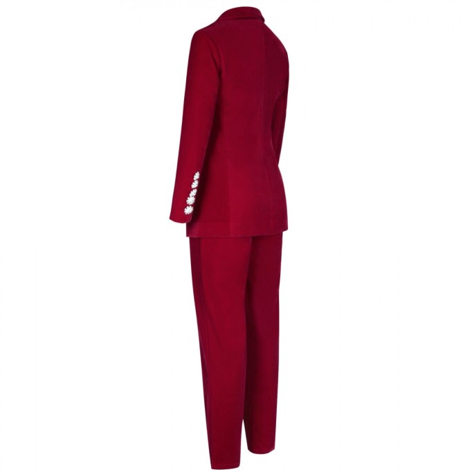 Velvet Fall&Winter Crystal Buckle Suit