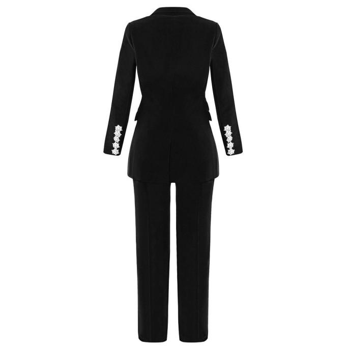 Velvet Fall&Winter Crystal Buckle Suit