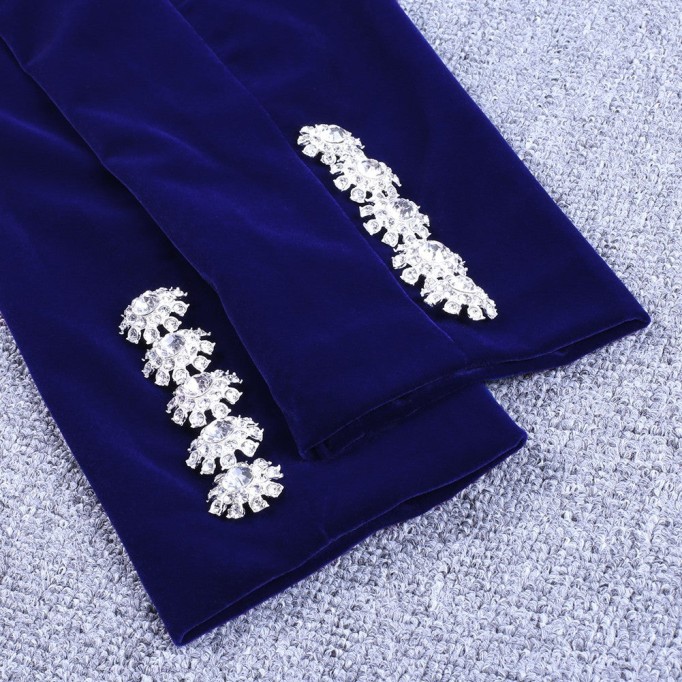 Velvet Fall&Winter Crystal Buckle Suit