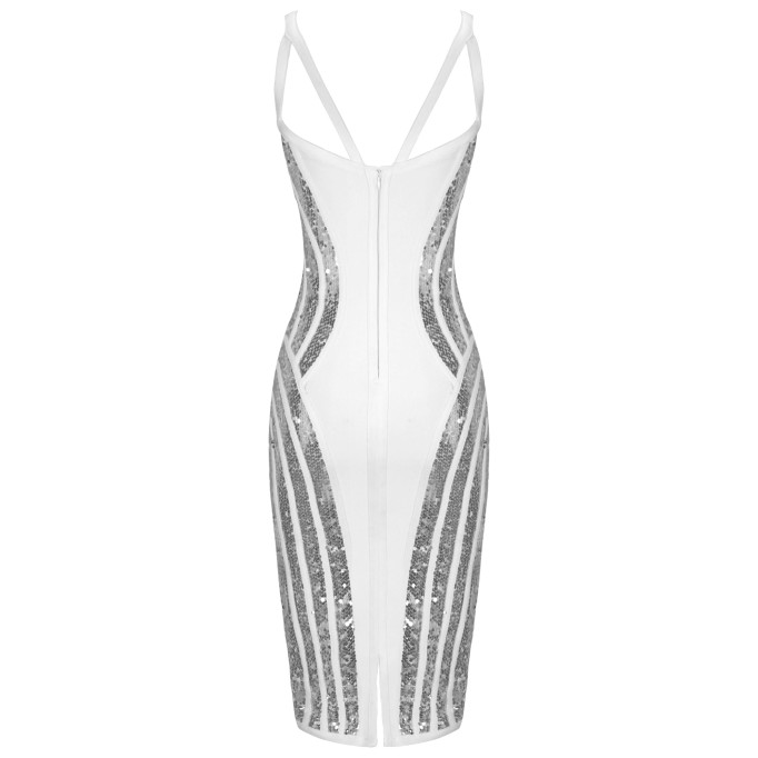 Strappy Striped Sequins Bandage Dress PP19341