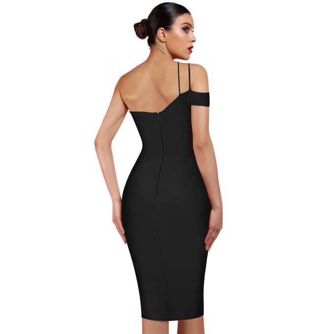 Sleeveless Asymmetrical Slit Bandage Dress PP19369