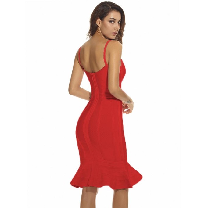 Strappy Cocktail Fishtail Bandage Dress PSHJ390