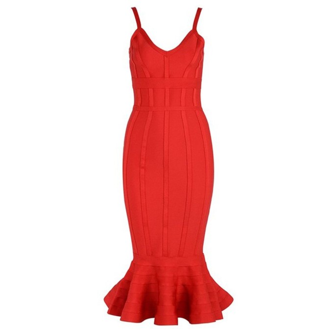 Strappy Cocktail Fishtail Bandage Dress PSHJ390