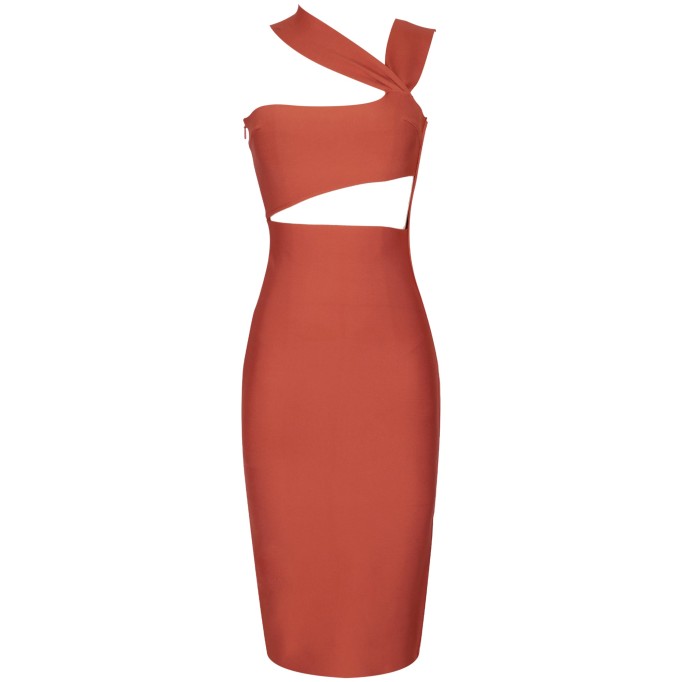 Waist Hollow Asymmetrical Over Knee Bandage Dress