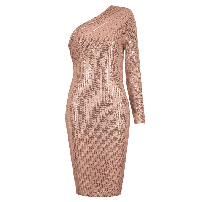 One Shoulder Asymmetrical Sequins Dress