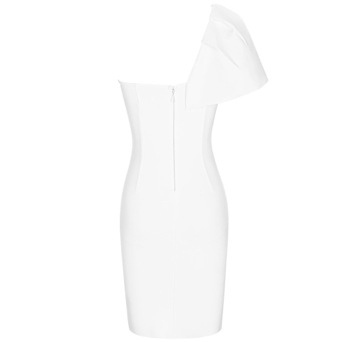 One Shoulder Sleeveless Frill Mini Bandage Dress PP091408