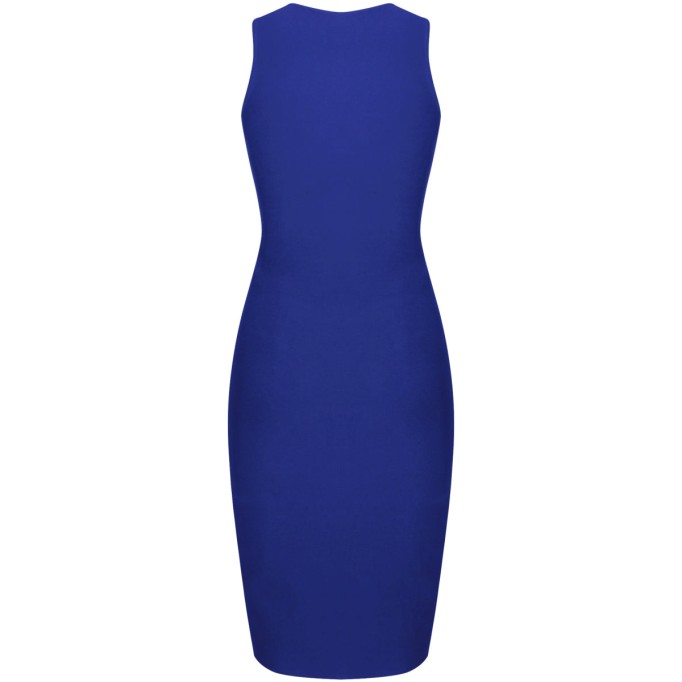 Round Neck Sleeveless Plain Over Knee Bandage Dress PP091905