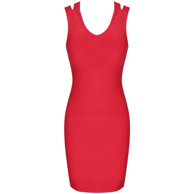 V Neck Sleeveless Hollow out Mini Bandage Dress