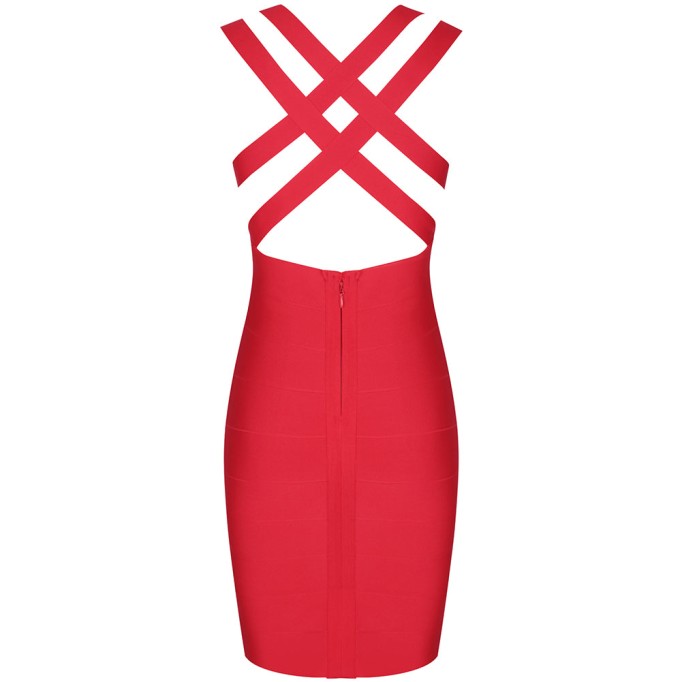 V Neck Sleeveless Hollow out Mini Bandage Dress