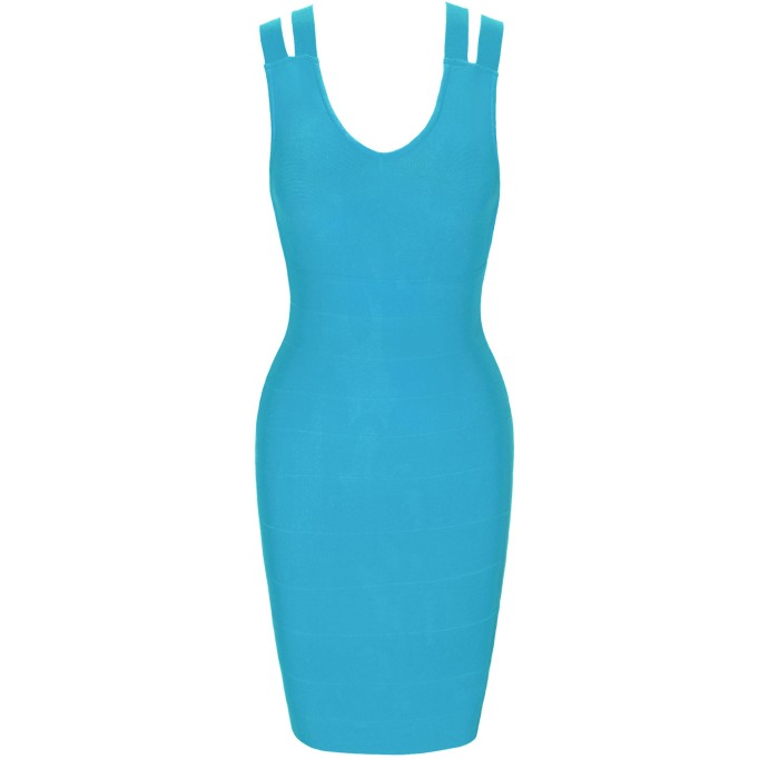 V Neck Sleeveless Hollow out Mini Bandage Dress