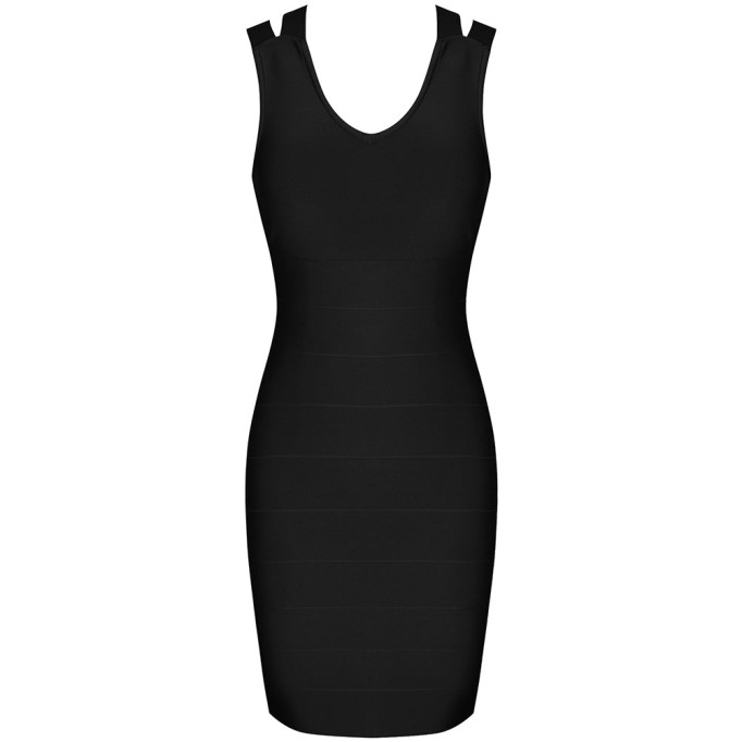 V Neck Sleeveless Hollow out Mini Bandage Dress