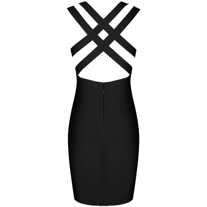 V Neck Sleeveless Hollow out Mini Bandage Dress