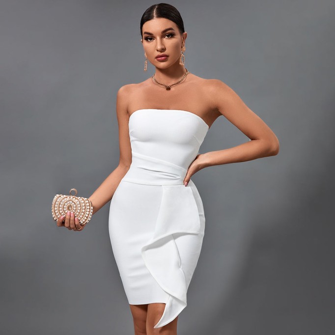 Strappy Sleeveless Frill Mini Bandage Dress