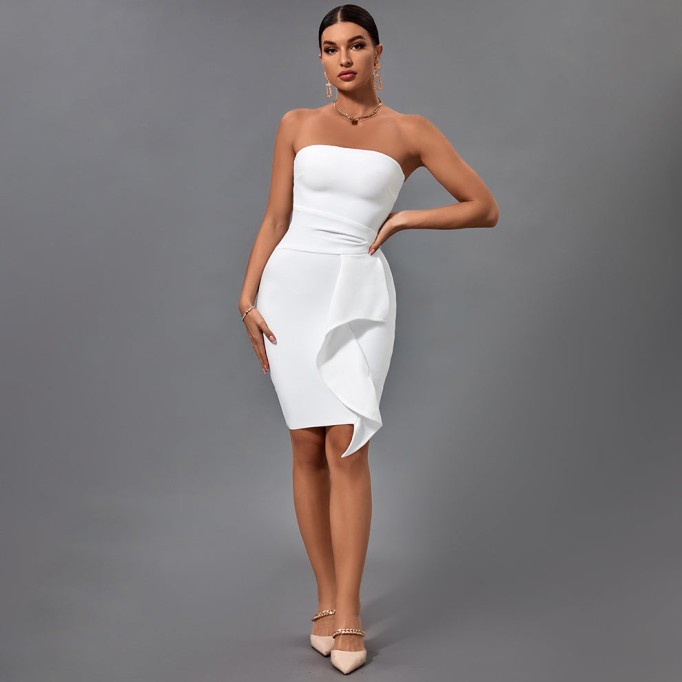 Strappy Sleeveless Frill Mini Bandage Dress