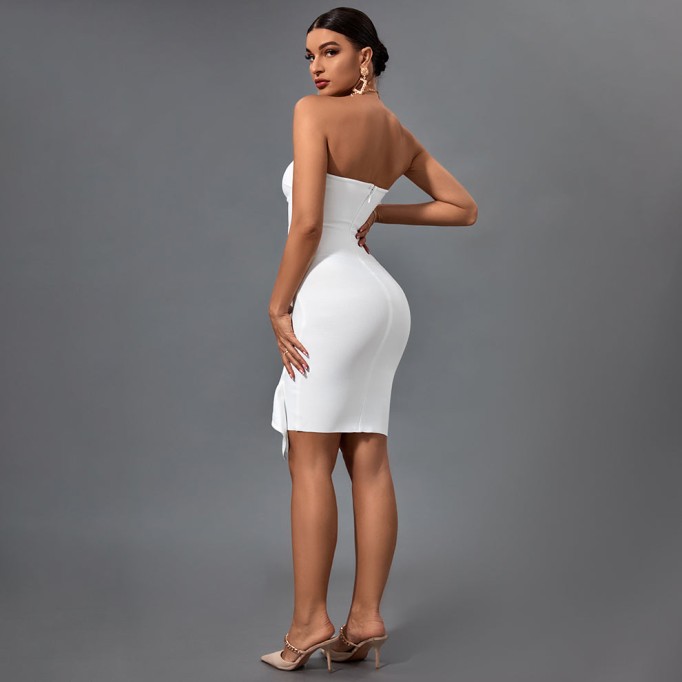 Strappy Sleeveless Frill Mini Bandage Dress