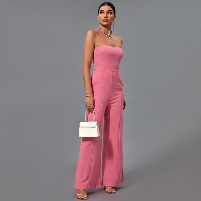 Strapless Plain Bodycon Jumpsuit