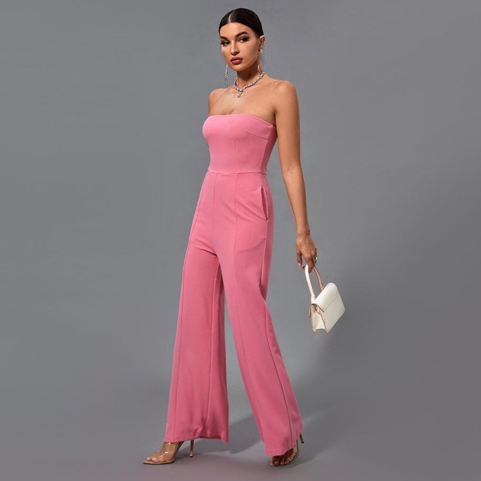 Strapless Plain Bodycon Jumpsuit