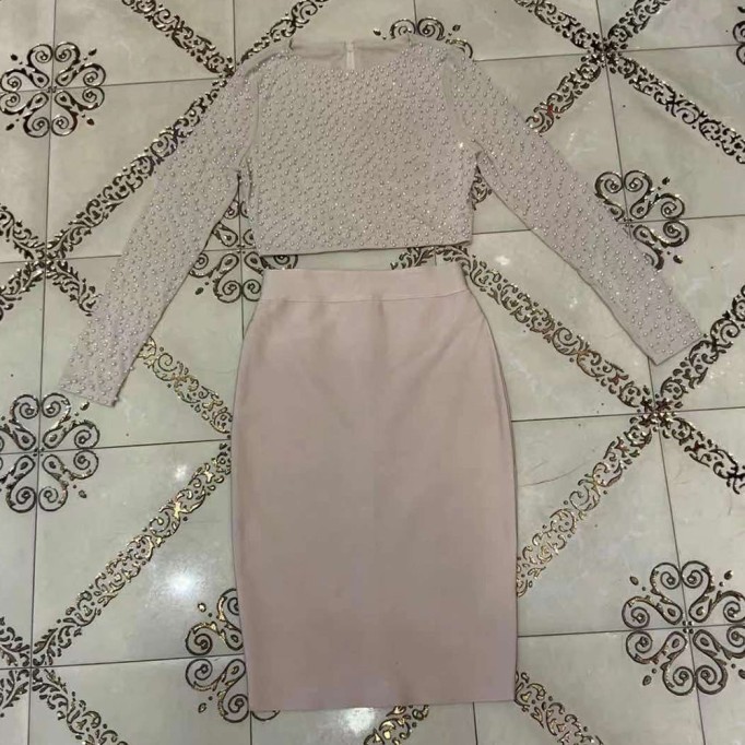 Long Sleeve Bubble Beads Bodycon Top