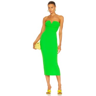 Strapless Sleeveless Plain Midi Bandage Dress