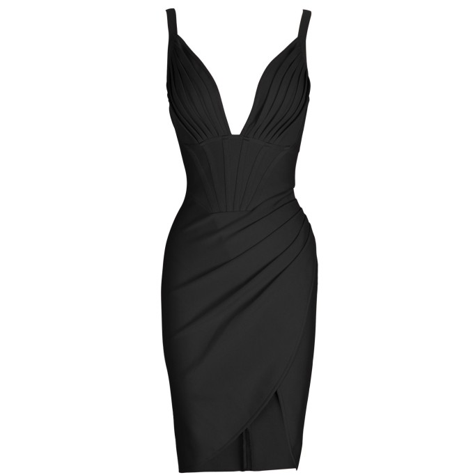 Strappy Sleeveless Frill Midi Bandage Dress PF21619