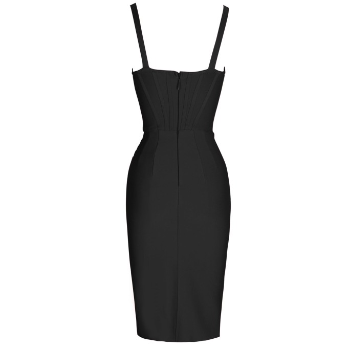 Strappy Sleeveless Frill Midi Bandage Dress PF21619