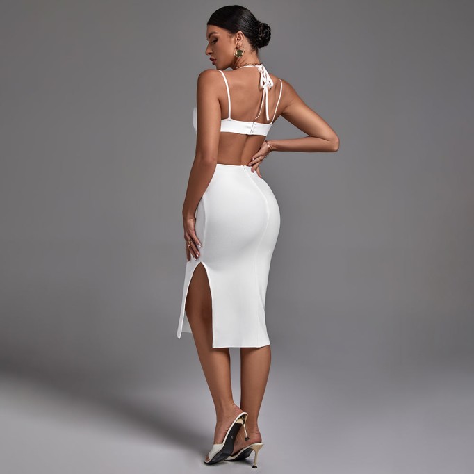 Strappy Sleeveless Cut Out Midi Bandage Dress