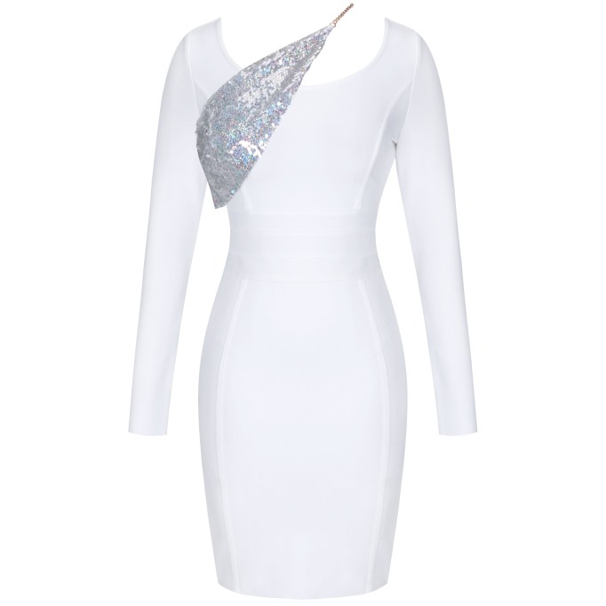 Long Sleeve Sequined Midi Bandage Dress PP21613