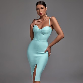 Strappy Sleeveless Plain Midi Bandage Dress