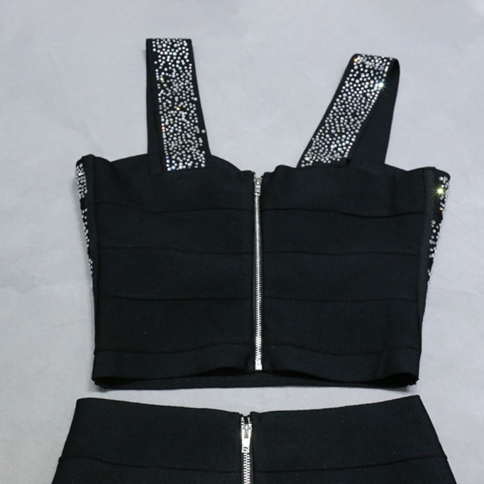 Strappy Sleeveless Rhinestone Bandage Set