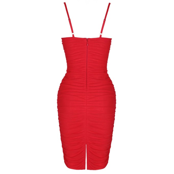 Strappy Sleeveless Wrinkled Midi Bandage Dress PP21828