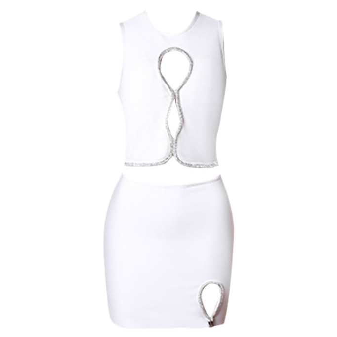 Round Neck Sleeveless Cut Out Bandage Set