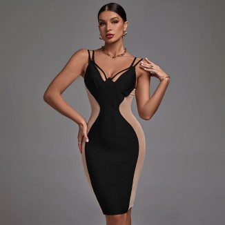 Strappy Side Mesh Tulle Bandage Dress